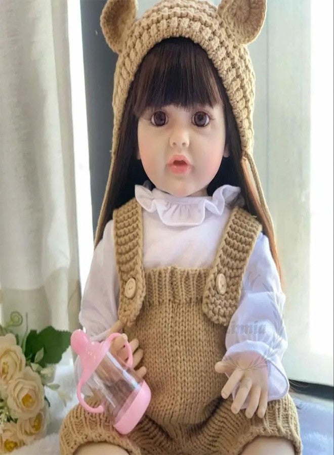 SKYBUCKET Kid Real Baby Dolls for Girls, Full Silicone Body Musical Reborn Baby Doll, Big Size Realistic Newborn Baby dollith Cloth, Nipple Bottle, Dipper Magnetic Pacifier Gift for Girls - Image 3